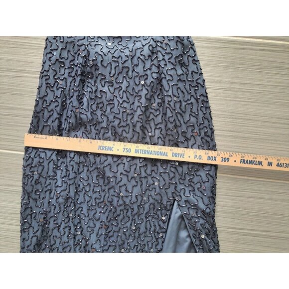 Andretta Donnatello Beaded Halter Neck Maxi Gown Dress Open Back Silk L Formal - Picture 11 of 13